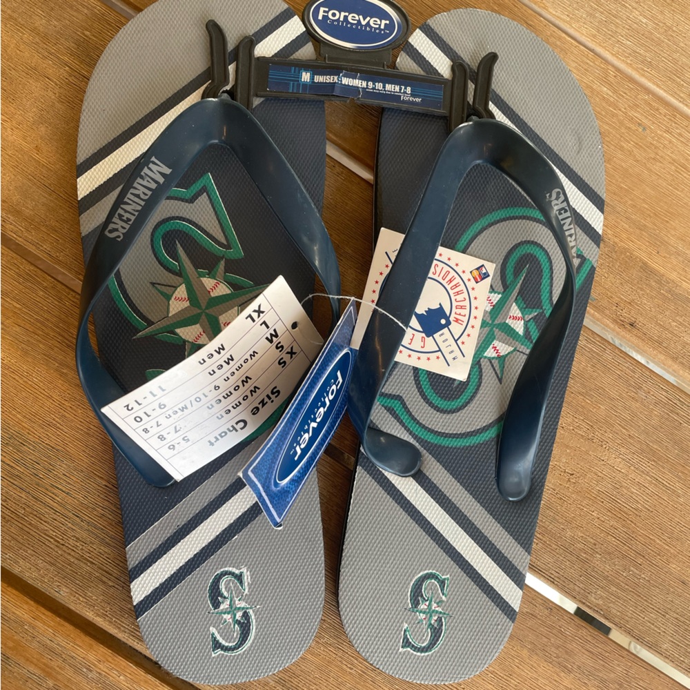 Seattle Mariners Flip Flops Blue size Mens 7-8 Women’s 9-10